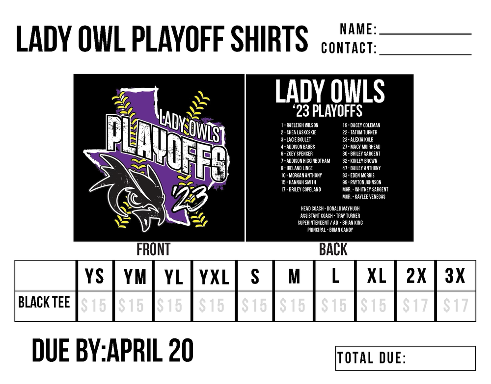 Softball Playoff T-Shirts